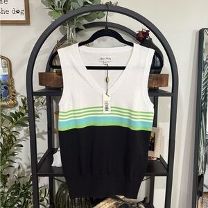Sport Haley White and Green lightweight sweater vest size medium